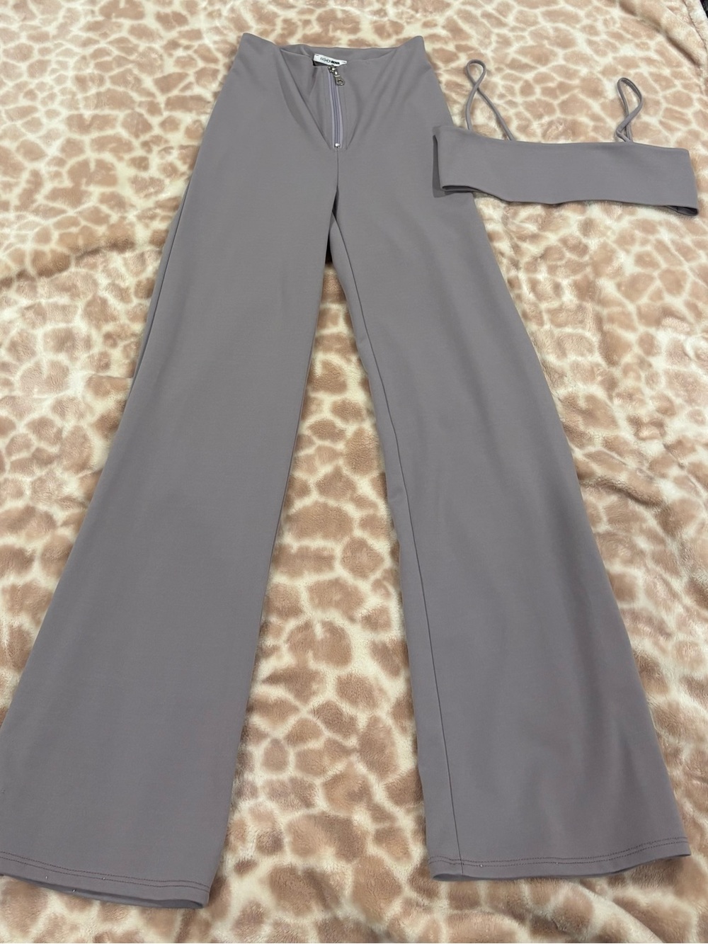 Women's High-Waist Wide Leg Pants in Light Purple